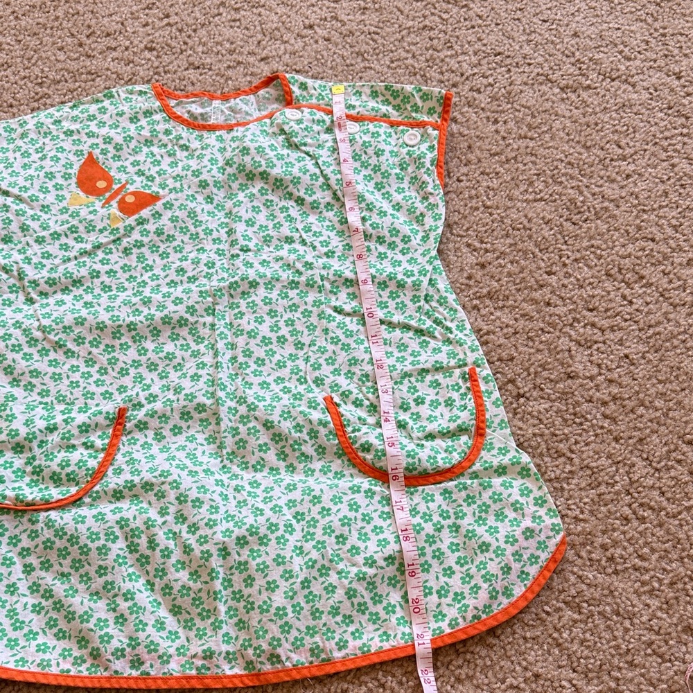 Vintage Floral Green and Orange girls Dress - Picture 9 of 9